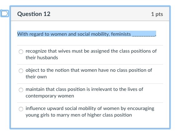 With regard to women and social mobility, feminists __________.-example-1