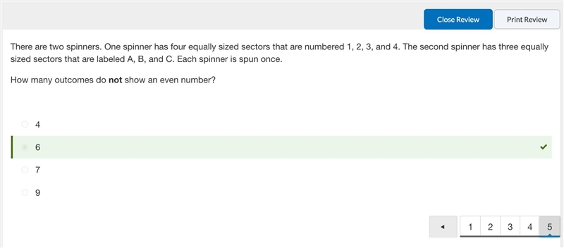 There are two spinners. One spinner has four equally sized sectors that are numbered-example-1