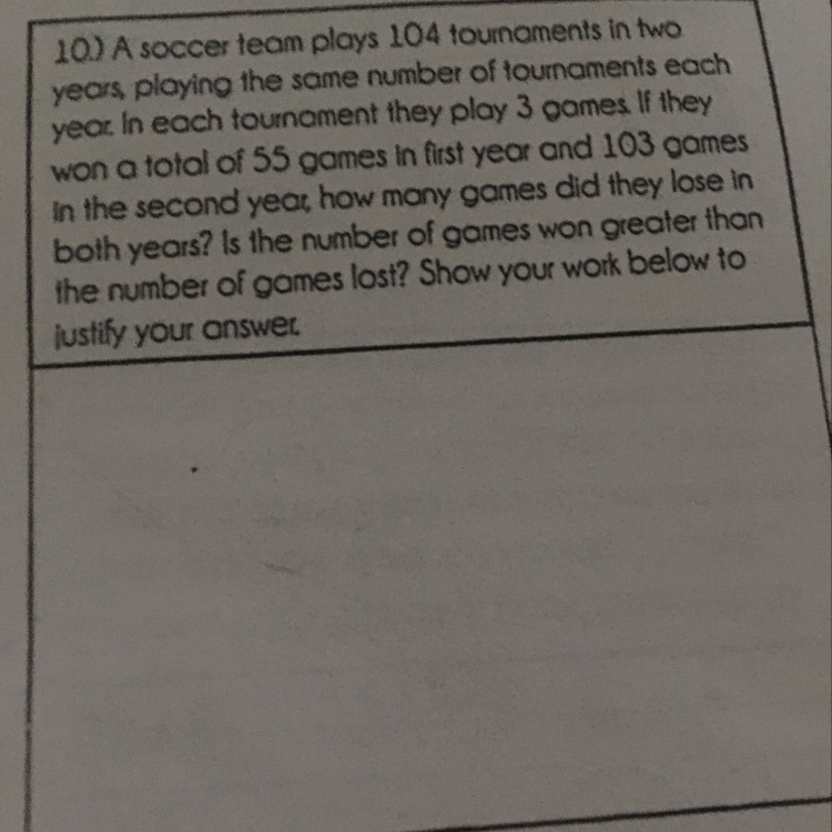 A soccer team plays 104 tournaments in 2 years.......-example-1