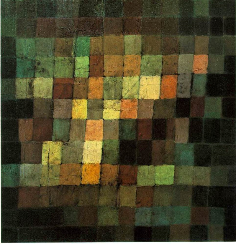 The varying color tones in ancient sound by paul klee were intended to be associated-example-1