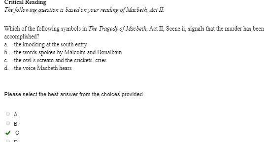 Which of the following symbols in the tragedy of macbeth, act ii, scene ii, signals-example-1