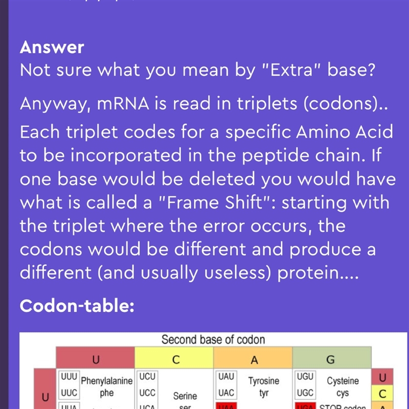 What might happen if there were an extra nitrogen base deleted from the mRNA code-example-1