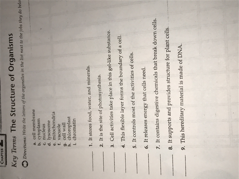 List the the jobs of the organelles below (Look at picture)-example-1