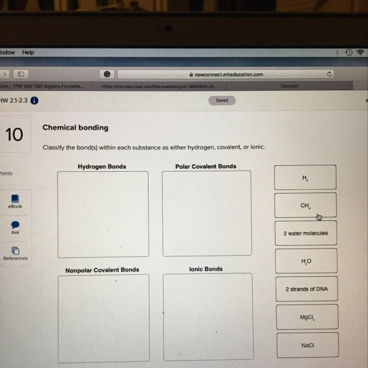 What substances are hydrogen, covalent, or ionic-example-1