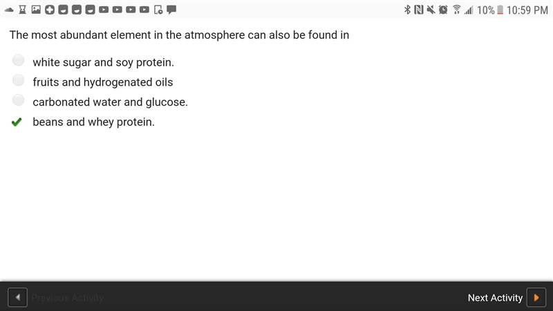 The most abundant element in the atmosphere can also be found in ?-example-1