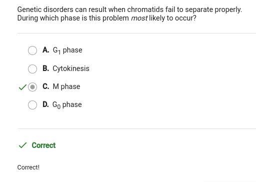 Genetic disorders can result when chromatids fail to separate properly. During which-example-1