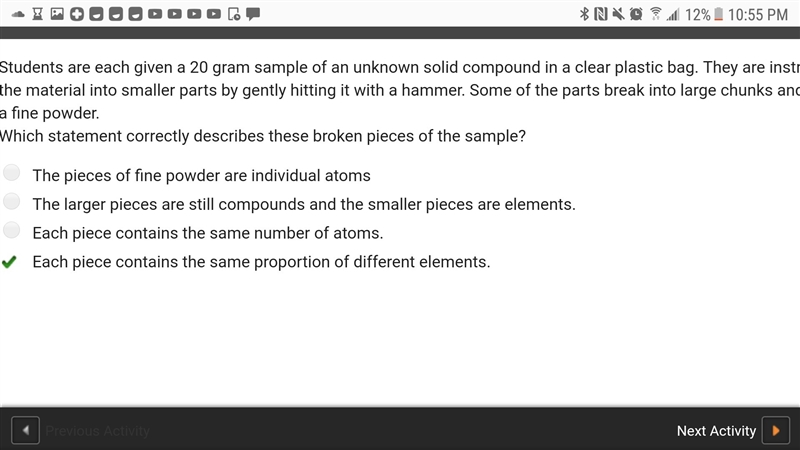 Students are each given a 20 gram sample of an unknown solid compound in a clear plastic-example-1