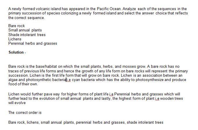 A newly formed volcanic island has appeared in the Pacific Ocean. Analyze each of-example-1