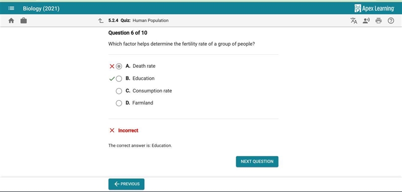 What factor helps determine the fertility rate of a group of people? A: Death rate-example-1