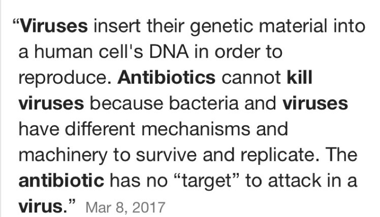 Why dont antibiotics work to kill viruses?-example-1