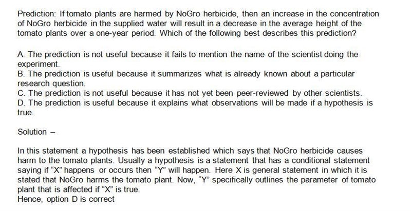 Prediction: If tomato plants are harmed by NoGro herbicide, then an increase in the-example-1