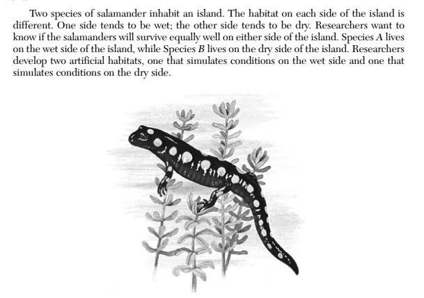 "Two species of salamander inhabit an island. The habitat on each side of the-example-1