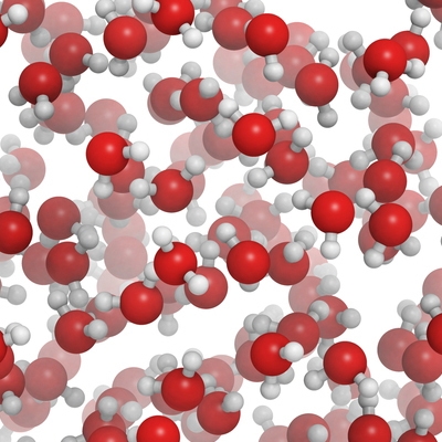 Study the picture of liquid water at the molecular level. Describe the connections-example-1