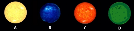 Given the following images, choose the one that most likely represents a B-class star-example-1