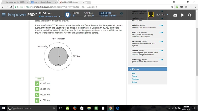 A spacecraft orbits 327 kilometers above the surface of Earth. Assume that the spacecraft-example-1