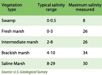 The table below shows salinity tests from coastal Louisiana following a salt water-example-1