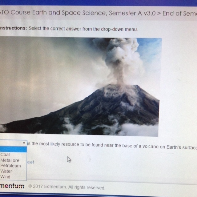 _____ is the most likely resource to be found near the base of a volcano on earths-example-1