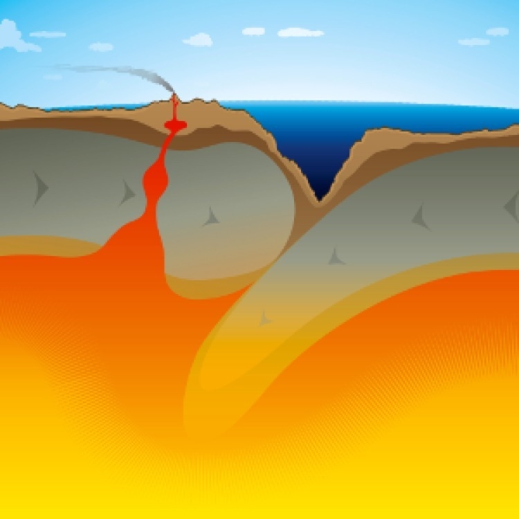 Which kind of plate movement is shown in this figure? a) uplift b) subduction c) divergent-example-1