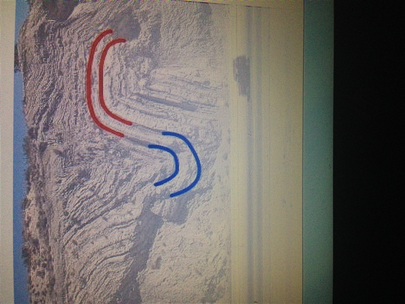 What rock formation is represented by the blue line A syncline B fault C anticline-example-1