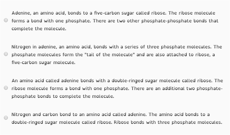 What is the correct description of the components of an ATP molecule?-example-1