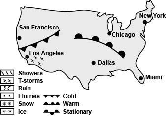 Based on the weather map, predict the weather in Los Angeles. Explain your answer-example-1