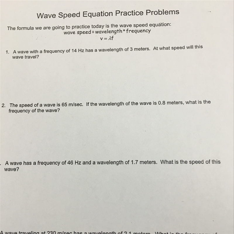 A wave with a frequency of 14 Hz has a wavelength of 3 meters . At what speed will-example-1