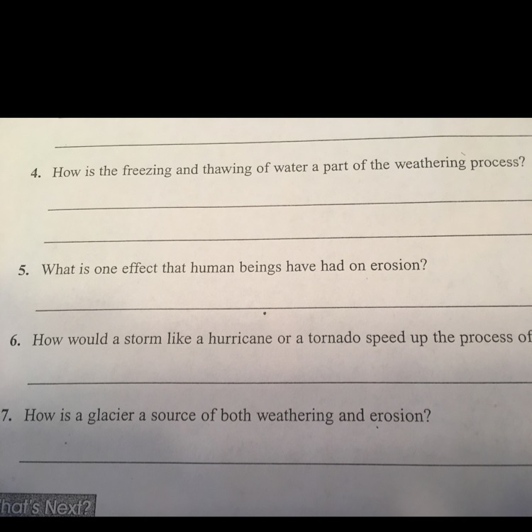 Number 6 says how would a storm like a hurricane or a tornado speed up the process-example-1