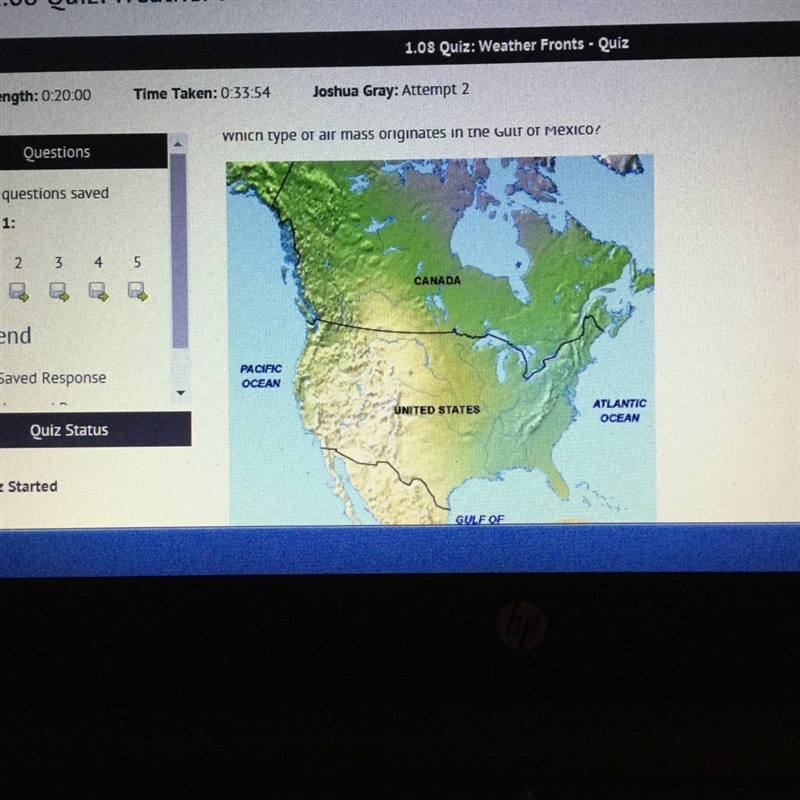 A. Continental polar B. Maritime tropical C. Continental tropical D. Maritime polar-example-1