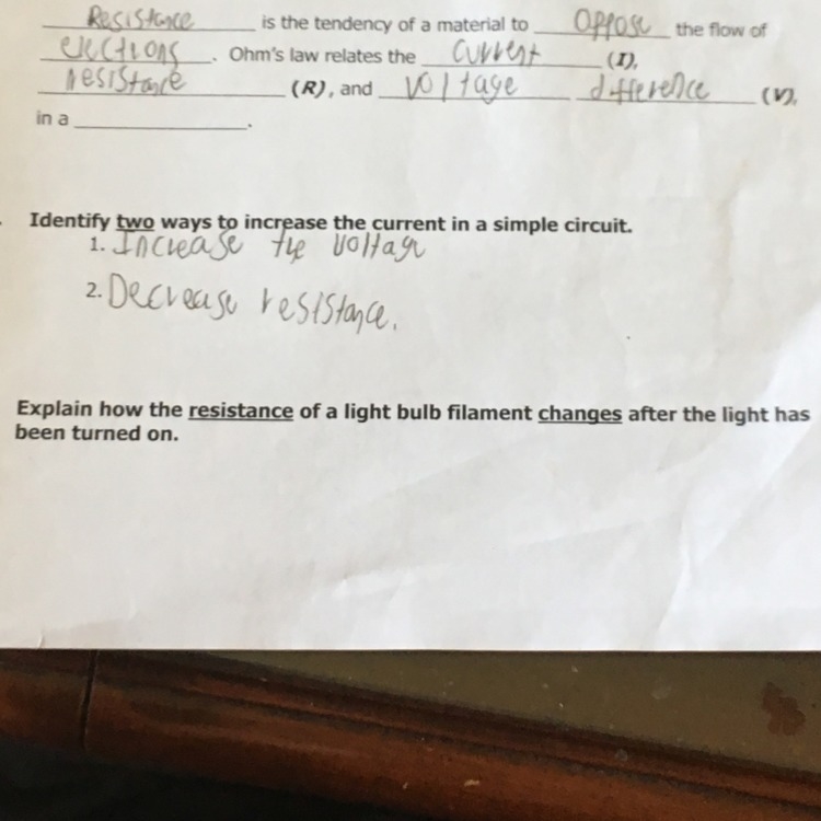 How does the resistance of a light bulb filament change after the light has been turned-example-1