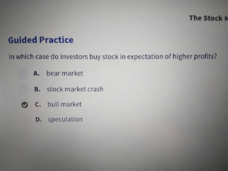 In which case do investors buy stock in expectation of higher profits-example-1