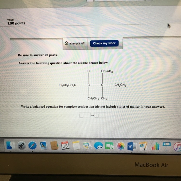 Balanced equation for complete combustion-example-1