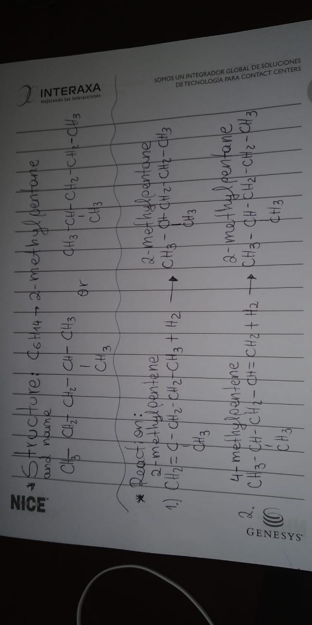 An alkane with the formula C6H14 can be prepared by hydrogenation of either of two-example-1