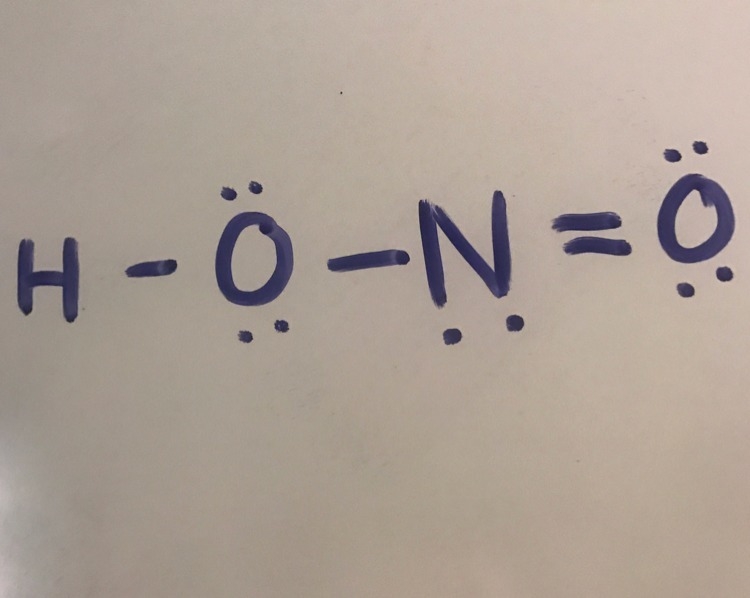 Lewis dot structure for HNO2-example-1