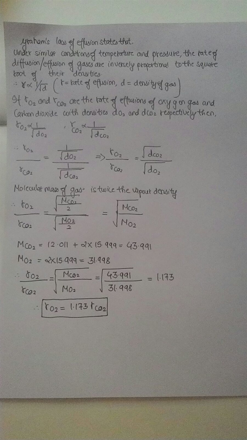 How many times greater is the rate of effusion of oxygen gas than that of carbon dioxide-example-1