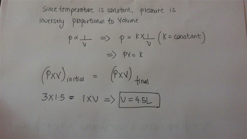 A 1.50-liter sample of dry air in a cylinder exerts a pressure of 3.00 atmospheres-example-1