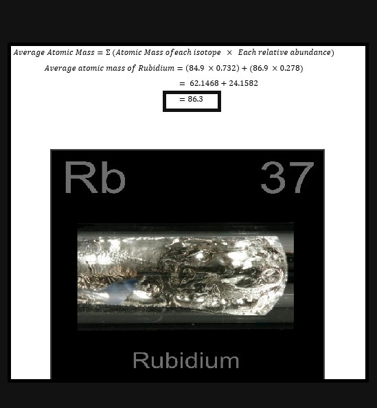 naturally occurring rubidium consists of about 73.2% rubidium-85 (atomic mass 84.9 u-example-1