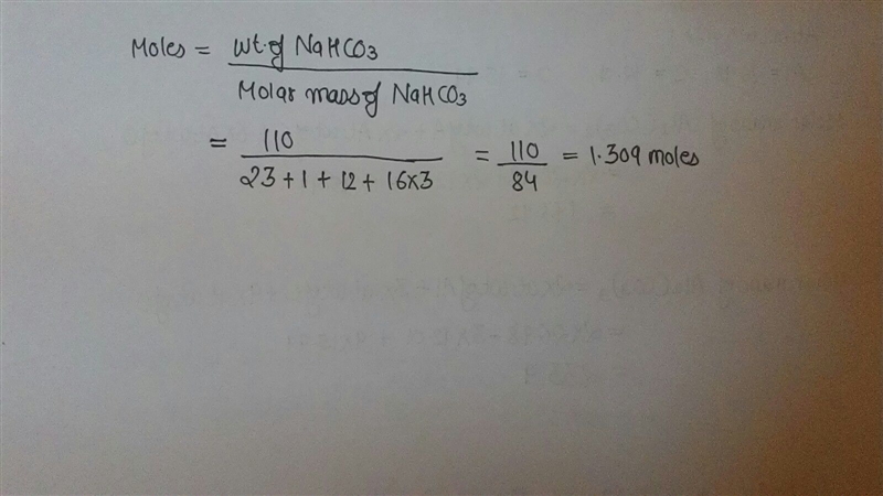 How many moles in 110g of nahco3?-example-1