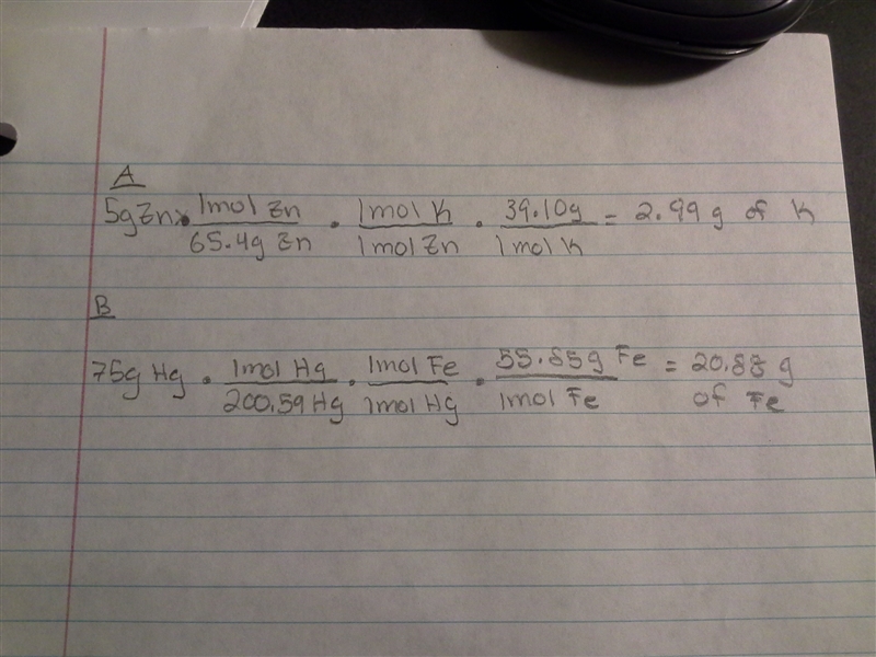 Find the mass of (1) potassium which contains the same number of atoms as 5g of zinc-example-1