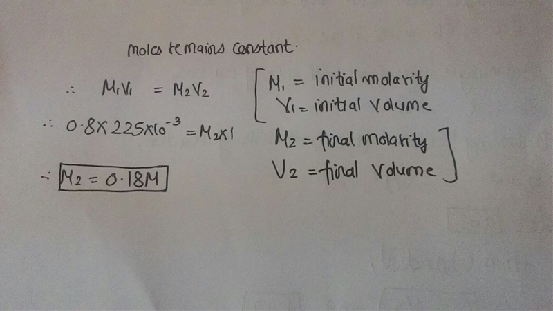 To 225 mL of a 0.80M solution of KI, a student adds enough water to make 1.0L of a-example-1