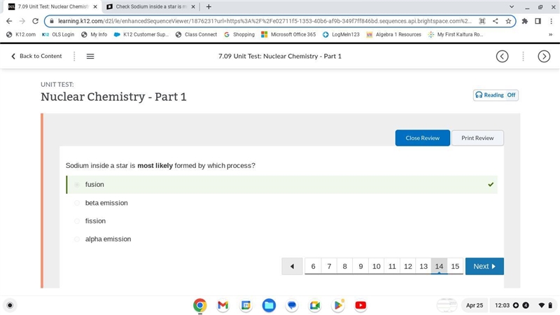 Check Sodium inside a star is most likely formed by which process? fission fusion-example-1