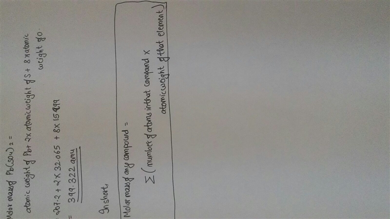 What is the molar mass of Pb(SO4)2? Explain how you calculated this value.-example-1