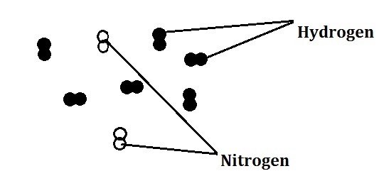 In the Haber process, nitrogen (N2) and hydrogen (H2) are directly combined to form-example-1