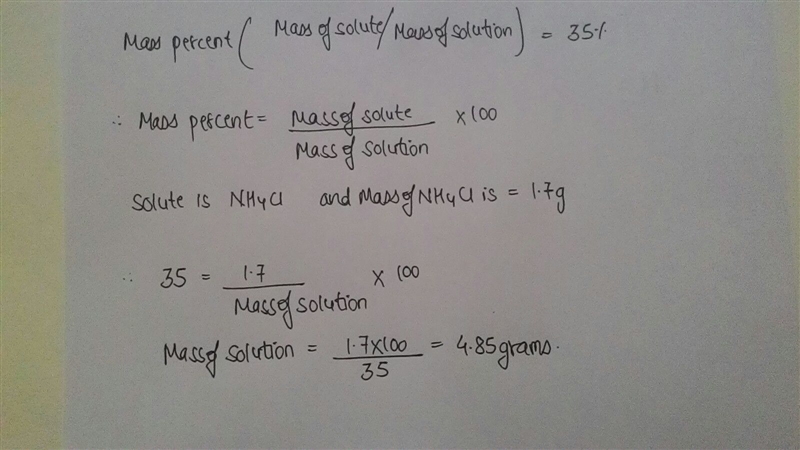 How many grams of solution must contain 1.7 g of nh4cl to make a 35% nh4cl solution-example-1