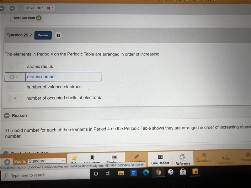 The elements in Period 4 on the Periodic Table are arranged in order of increasing-example-1