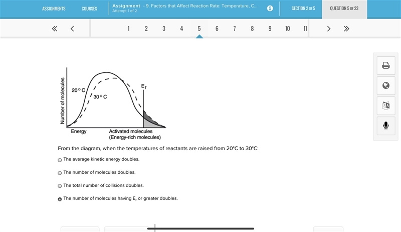 From the diagram, when the temperatures of reactants are raised from 20°C to 30°C-example-1