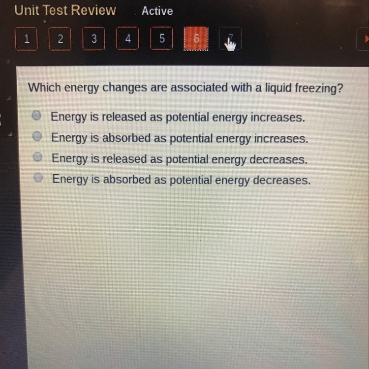 Which energy changes are associated with a liquid freezing?-example-1