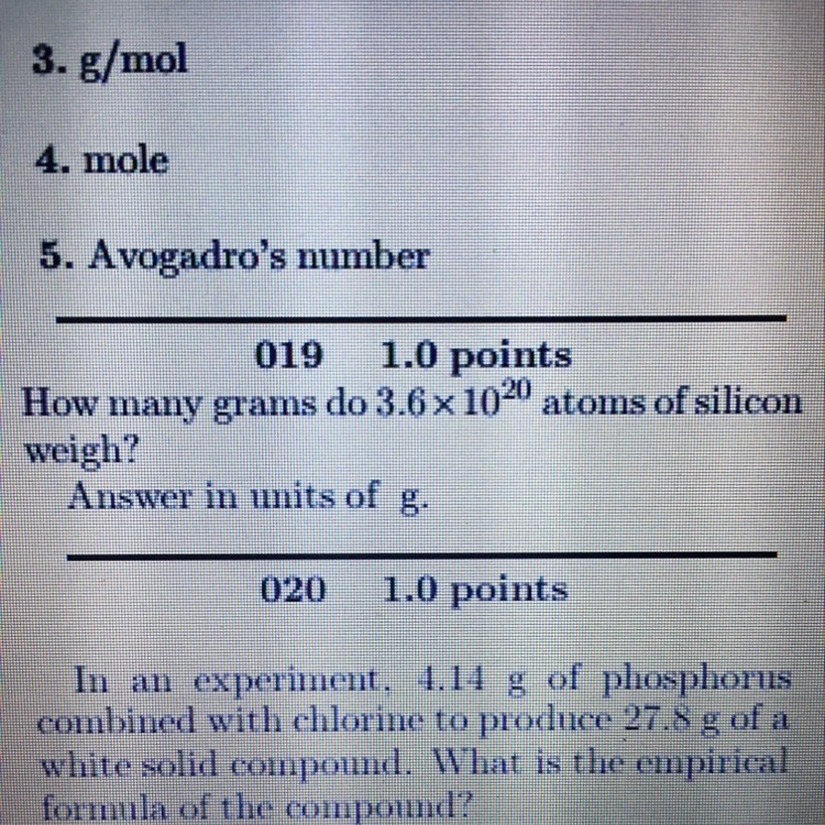 How many grams do 3.6 x10^20 atoms of silicon weigh?-example-1