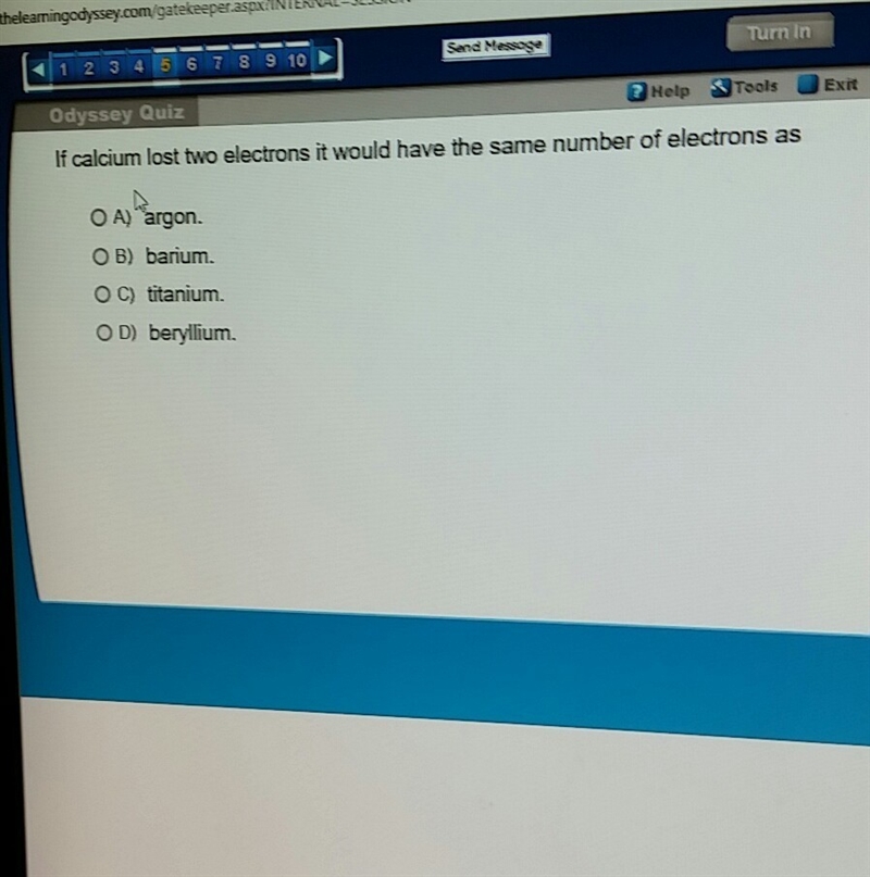 If calcium lost two electrons it would have the same number of electrons as?-example-1