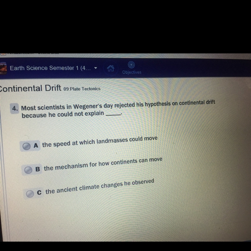 most scientists in wegeners day rejected his hypothesis on continental drift because-example-1