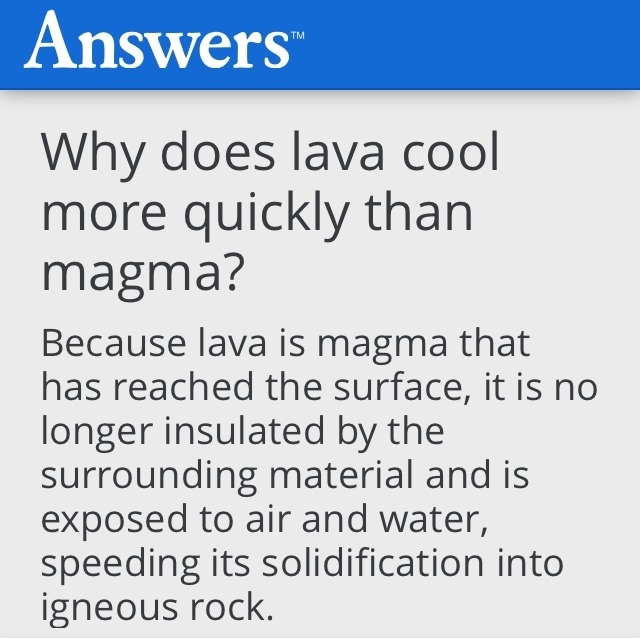 Why would lava cook more quickly than magma?-example-1